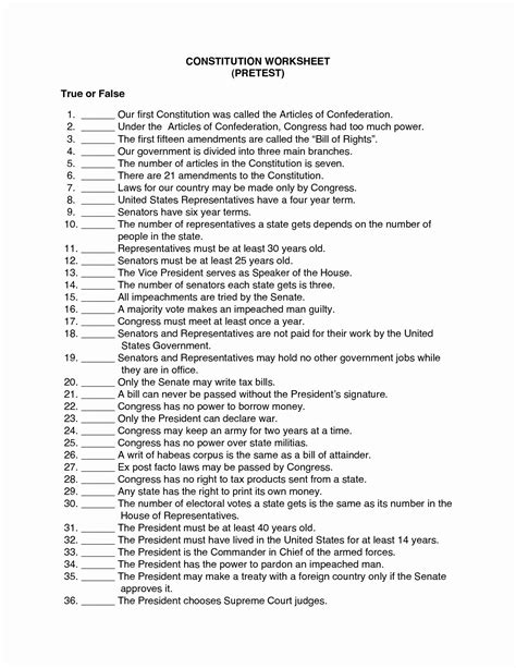 united states constitution worksheet pdf